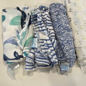 Aden + Anais nautical themed swaddle blankets
